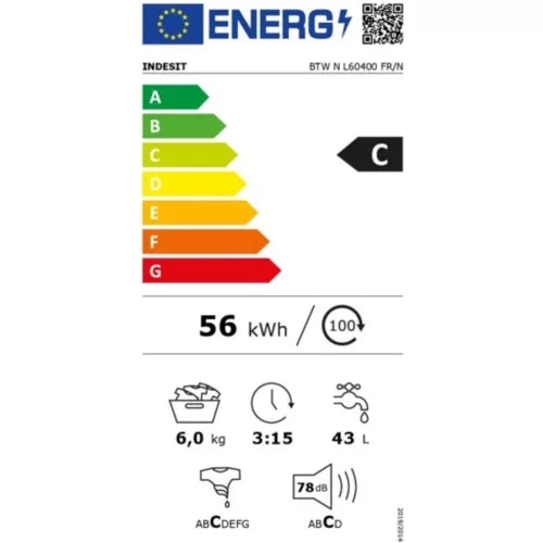 Lave linge top INDESIT BTWNL60400FR/N