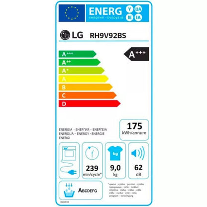 Sèche linge pompe à chaleur LG RH9V92BS DUAL Inverter Heat Pump