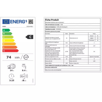 Lave vaisselle encastrable ASKO DSD444B/1