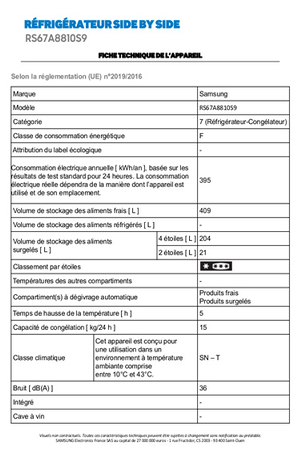 Refrigerateur americain SAMSUNG RS67A8810S9