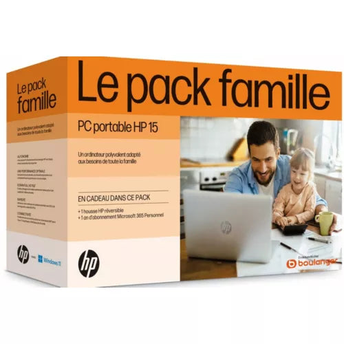 Ordinateur portable HP Pack famille 15s-fq2059nf +sleeve +O365