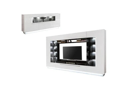 Ensemble mur tv + buffet - mdf - blanc - séjour lumineux blake