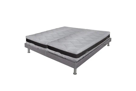 Literie Ensemble relaxation s62 + matelas latex eolys - 5 zones - 2x80x200 - gris