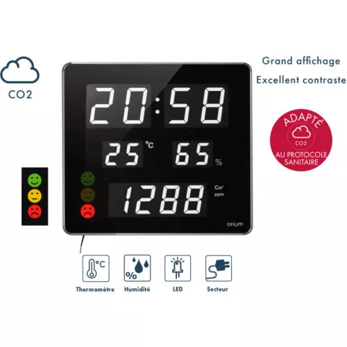 Capteur qualité de l'air ORIUM Mesureur de CO2 & horloge Quaelis 18