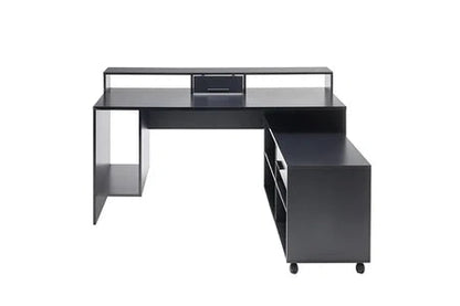 bureau gaming en bois mdf coloris noir - longueur 160 x hauteur 92 x profondeur 70 cm