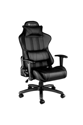 Chaise gamer avec coussin de tête et lombaires noir