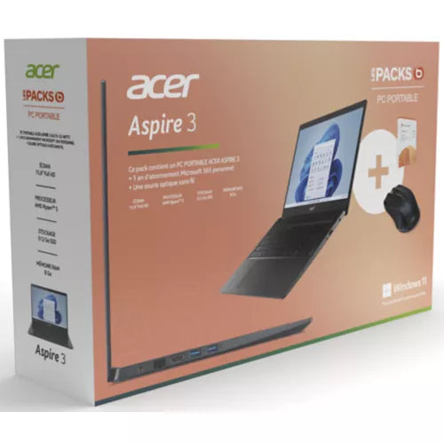 Ordinateur portable ACER Pack Aspire A315-23-R0TT+Souris+MS365