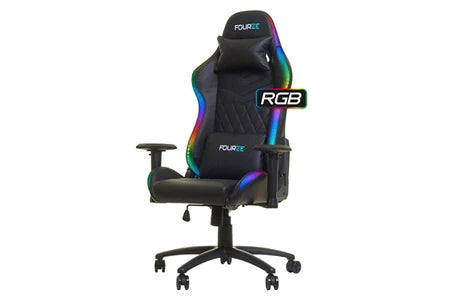 Fauteuil gamer gear4u à led rgb - chaise gaming avec revêtement cuir - dossier réglable 90-180°