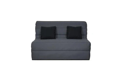 Banquette bz - tissu gris + 2 coussins noir - l 140 x p 99 x h 98 cm - alice