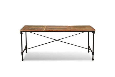 Hitech Table de salle à manger - bois de récupération massif - 180 x 90 x 76 cm - multicolore