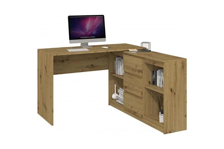 bureau d'angle avec commode bureau/chambre - dimensions bureau : 76x120x50 + commode : 75x120x30 - meuble gain de place -