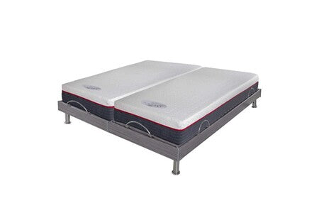 Literie Ensemble relaxation s62 + matelas mémoire de forme ocean - 3 zones - 2x80x200 - gris