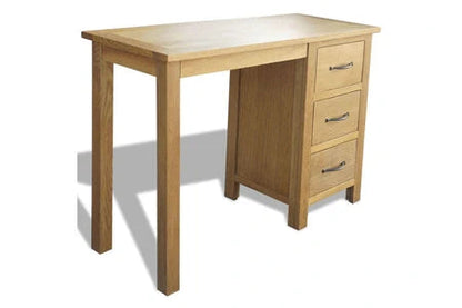 Bureau table meuble travail informatique avec 3 tiroirs 106 cm bois de chêne massif 0502127/2