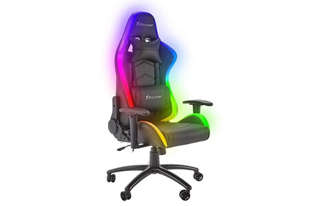 Fauteuil gaming x rocker bravo rgb avec éclairage led, accoudoirs 3d, coussin lombaire et nuque