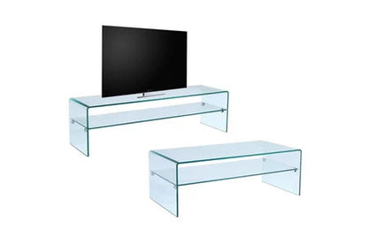 Ensemble table basse + meuble tv - verre trempé - séjour design stileos