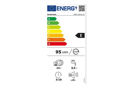 Lave-vaisselle WHIRLPOOL LAVE-VAISSELLE ENCASTRABLE WHIRLPOOL 14 COUVERTS 59CM E, WBC 3 C 26