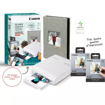 Imprimante photo portable CANON Kit Selphy Square QX10 blanc+40f + album