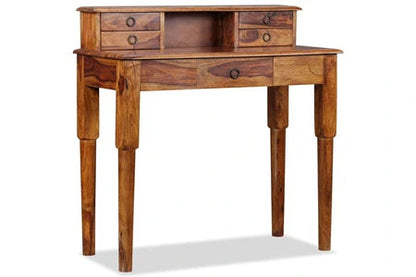 Bureau avec 5 tiroirs meubles de bureau bois avec finition en couleur du miel 90 x 40 x 90 cm