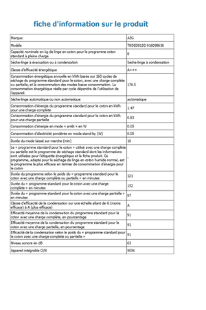 Sèche-Linge AEG T8Ded813D 3D Scan