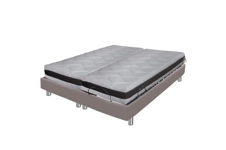 Literie Ensemble relaxation ixia + matelas latex eolys - 5 zones - 2x90x200 - taupe