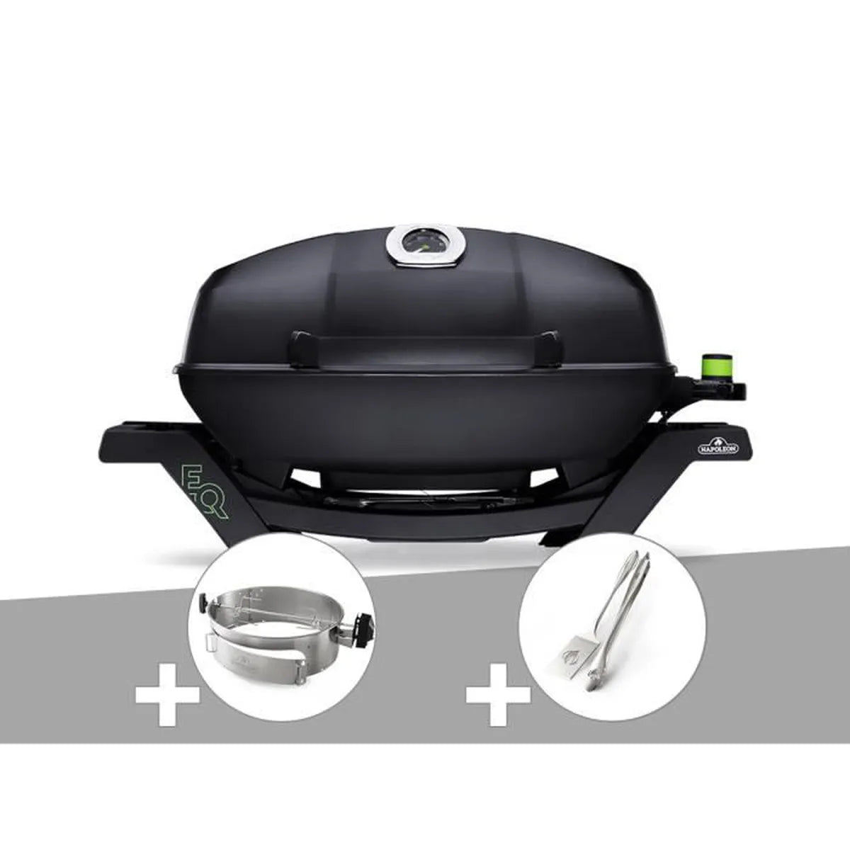 Barbecue Electrique Napoleon Travel Q Pro285e + Rotissoire + Ensemble 2 Ustensiles 74 X 47 X 38 Cm Noir