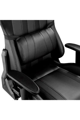 Chaise gamer avec coussin de tête et lombaires noir