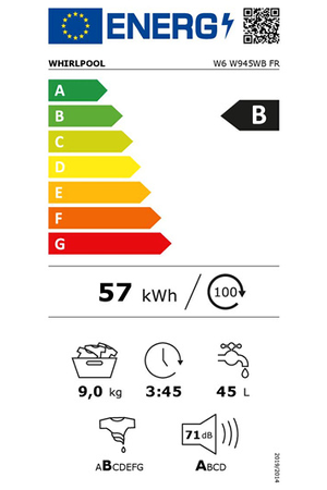 Lave-linge hublot WHIRLPOOL W6W945WBFR