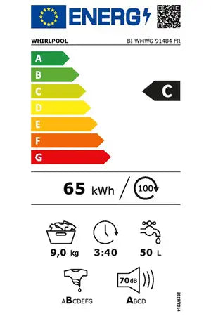 Lave-linge hublot WHIRLPOOL ENCASTRABLE - BIWMWG91484FR