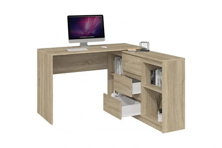 bureau d'angle avec commode bureau/chambre - dimensions bureau : 76x120x50 + commode : 75x120x30 - meuble gain de place -