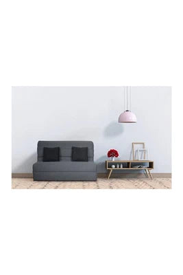 Banquette bz - tissu gris + 2 coussins noir - l 140 x p 99 x h 98 cm - alice