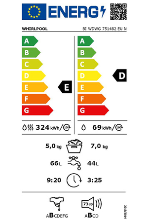 Lave-linge séchant WHIRLPOOL ENCASTRABLE - BIWDWG751482EUN