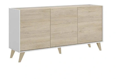 Ensemble table basse + meuble tv + buffet - blanc et chêne - séjour scandinave kolyma