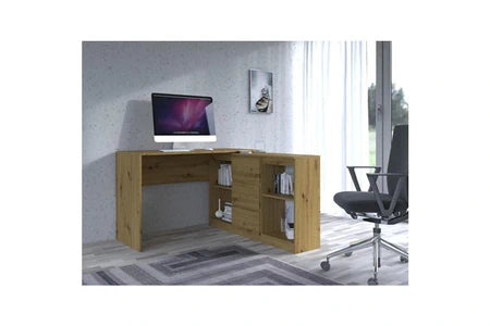 bureau d'angle avec commode bureau/chambre - dimensions bureau : 76x120x50 + commode : 75x120x30 - meuble gain de place -