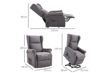 Fauteuil de relaxation électrique fauteuil releveur inclinable avec repose-pied ajustable lin gris chiné