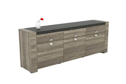 Ensemble buffet + table basse + meuble tv - plateau effet granite - séjour meteorite