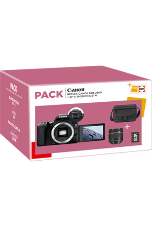 Appareil photo Reflex CANON PACK REFLEX 250D + 18-55 IS STM + SACOCHE + SD 16GO