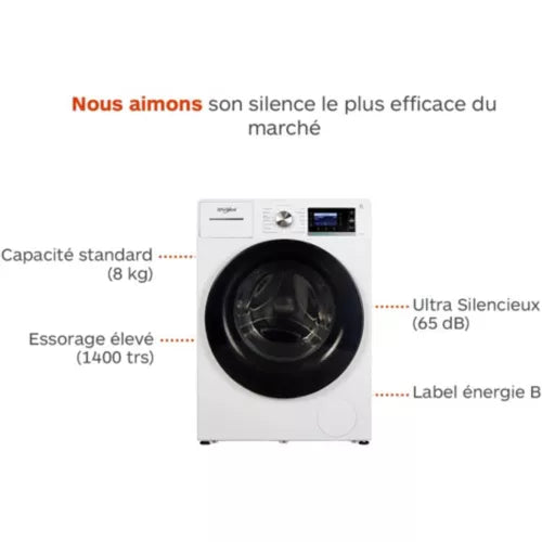 Lave linge hublot WHIRLPOOL W6XW845WBFR Supreme silence