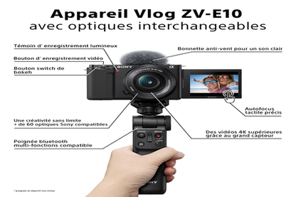 Appareil photo hybride SONY PACK ZV-E10 + E 16-50MM F/3,5-5,6 OSS + 2ÈME BATTERIE + CHARGEUR