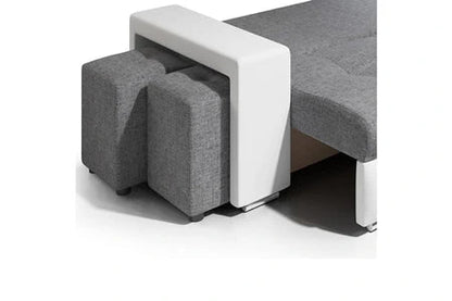 Le Stock Design Canapé angle convertible simon noir / gris + 2 poufs