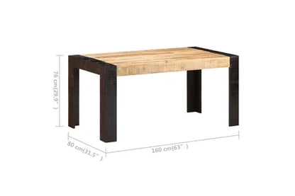 Hitech Table de salle à manger - 160x80x76 cm - bois de manguier solide - l'assemblage est requis