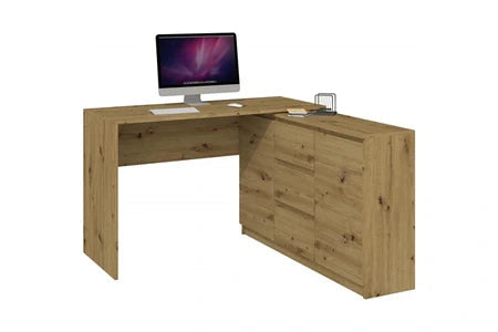 bureau d'angle avec commode bureau/chambre - dimensions bureau : 76x120x50 + commode : 75x120x30 - meuble gain de place -