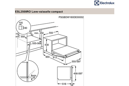 Lave-vaisselle ELECTROLUX ESL2500RO COMPACT - ENCASTRABLE 60CM