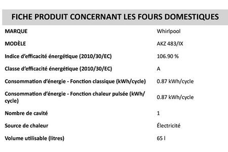 Four WHIRLPOOL AKZ483IX