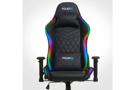 Fauteuil gamer gear4u à led rgb - chaise gaming avec revêtement cuir - dossier réglable 90-180°