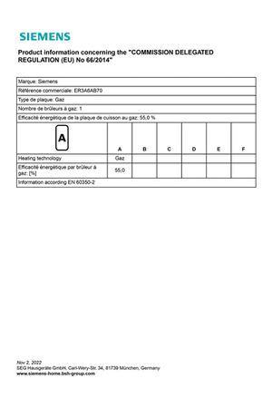 Plaque gaz SIEMENS ER3A6AB70