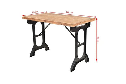 Table de salle à manger - sapin massif - dessus de table en bois - 122 x 65 x 82 cm - marron et noir