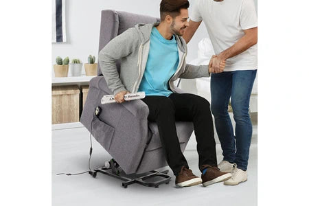 Fauteuil de relaxation électrique fauteuil releveur inclinable avec repose-pied ajustable lin gris chiné