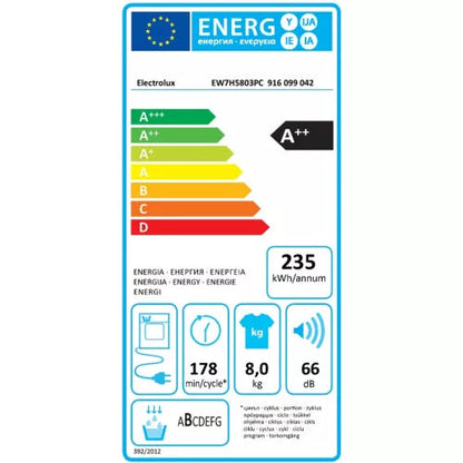 Sèche linge pompe à chaleur ELECTROLUX EW7H5803PC