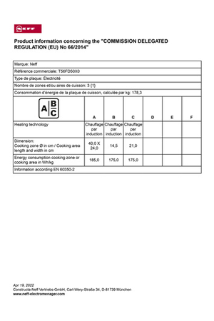 Plaque induction NEFF T56FD50X0