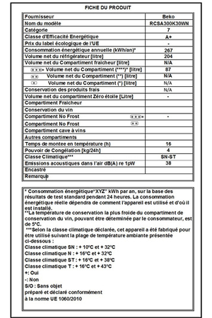 Refrigerateur Congelateur En Bas Beko Rcsa300k30wn